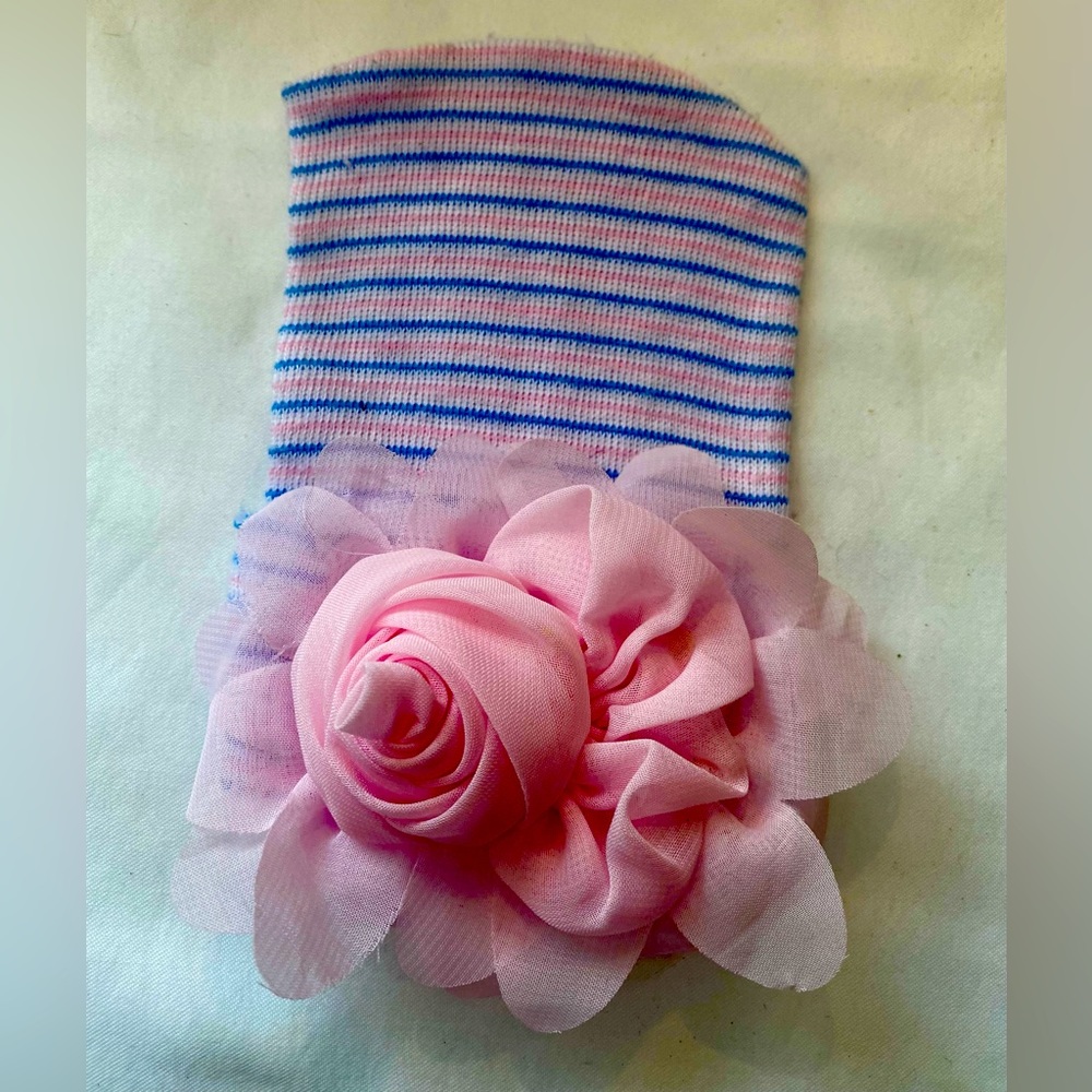 Infant Hat With Satin Flower
